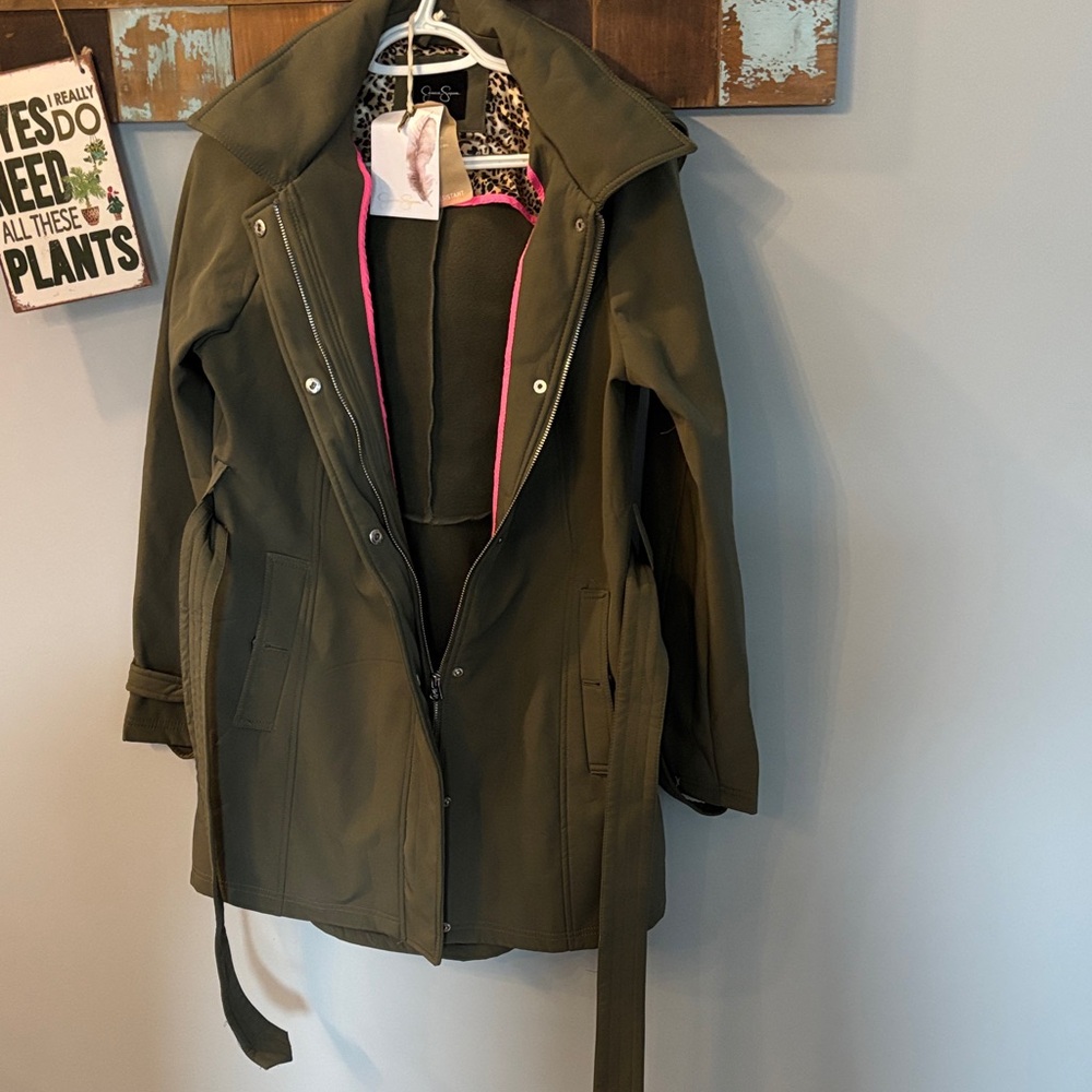 Jessica Simpson Olive Green Utility Jacket with Pink Trim
